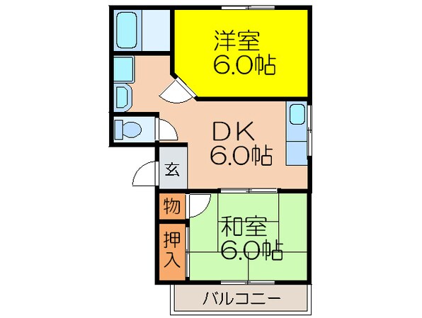 交久瀬ハイツＢ棟の物件間取画像